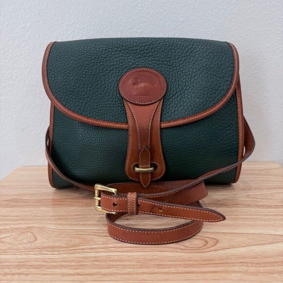Vintage Green Dooney & Bourke Leather Equestrian Crossbody Medium Essex Purse - Picture 3 of 14